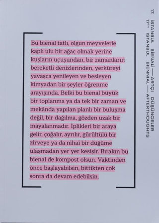17. İstanbul Bienali - Artçı Düşünceler (Katalog)