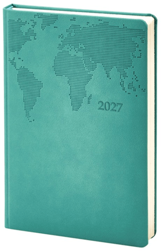 2027 Termoderi Dünya Haritası Desenli Ajanda - Turkuaz 378