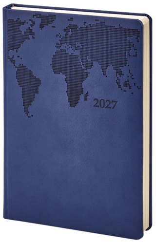 2027 Termoderi Dünya Haritası Desenli Ajanda - Lacivert 378