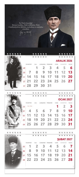 2027 Atatürk Gemici Duvar Takvimi - Gazi