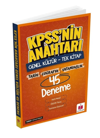 2026 KPSS'nin Anahtarı 45 Deneme - Genel Kültür 15x3 - Tarih Coğrafya Vatandaşlık