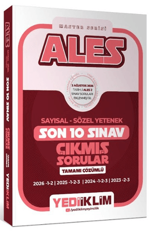 ALES Sayısal Sözel Yetenek Tamamı Çözümlü Son 10 Sınav Çıkmış Sorular (2 Ağustos 2026 ALES - 2 Ekli)